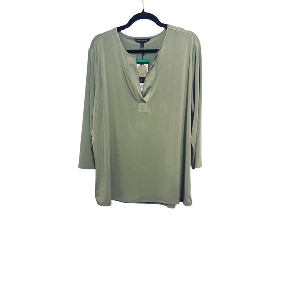 NWT Banana Republic XL Sage Green 3/4 Sleeve V-Neck Top Casual Blouse Polyester - Picture 1 of 14